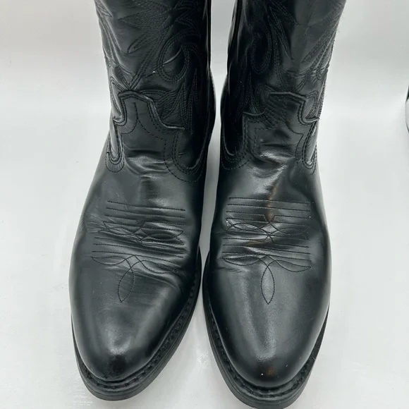 Laredo Boots 4240 Paris Lea Vamp Fox & Front Shaft Cowboy Black Leather Sz 9 - Picture 5 of 13